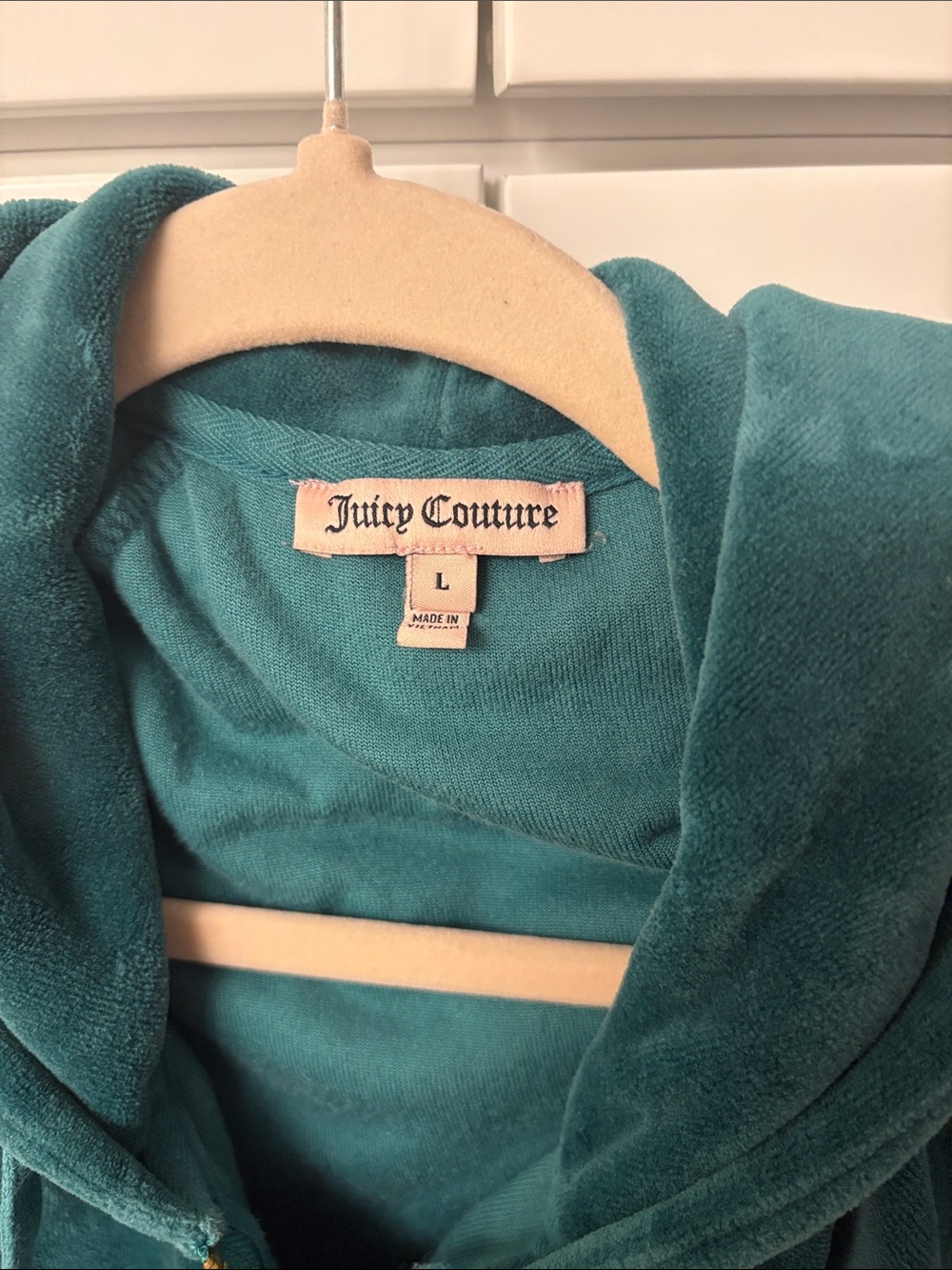 Juicy Couture Teal Velour Zip-Up Hoodie with Gold Zipper - Picture 2 of 3